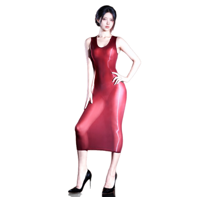 Sexy Mesh Sheer Bodycon Dress - 여성용 섹시 드레스, 소매 없는 디자인,
